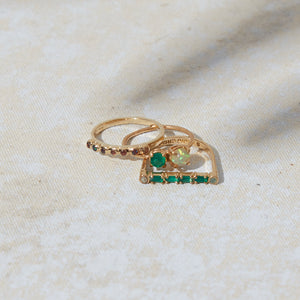 Cha Cha Ring in Green Onyx + Opal