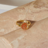 Flame Ring in Peach Moonstone