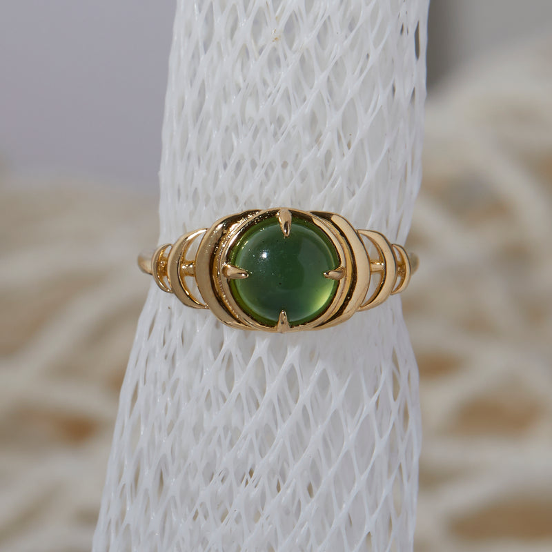 Seven Moons Ring in Green Serpentine