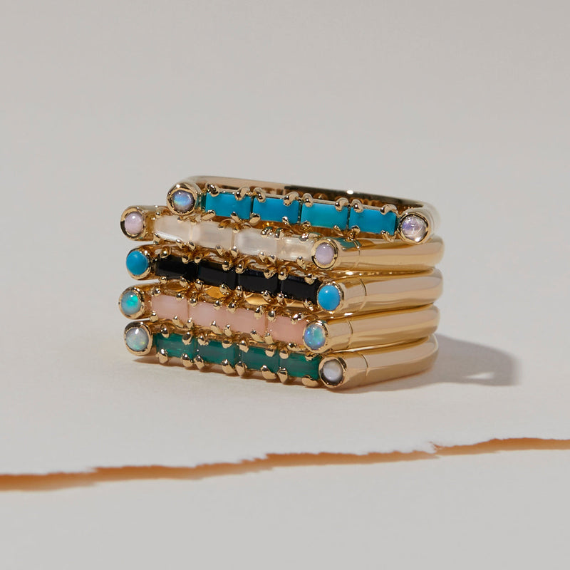Cha Cha Ring in Turquoise + Moonstone - READY TO SHIP