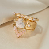 Cha Cha Ring in Moonstone + Pink Opal