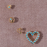 Tiny Double Heart Studs in Opal