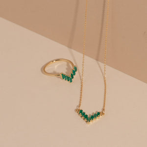 Chevron Ring in Green Onyx