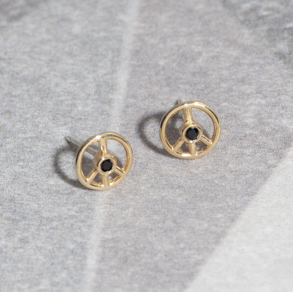 Tiny Peace Studs in Black Spinel
