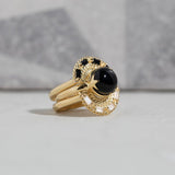 Woven Fan Ring in Black Onyx