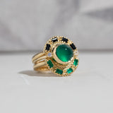 Hidden Star Ring in Green Onyx + Moonstone