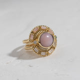 Woven Fan Ring in Pink Opal