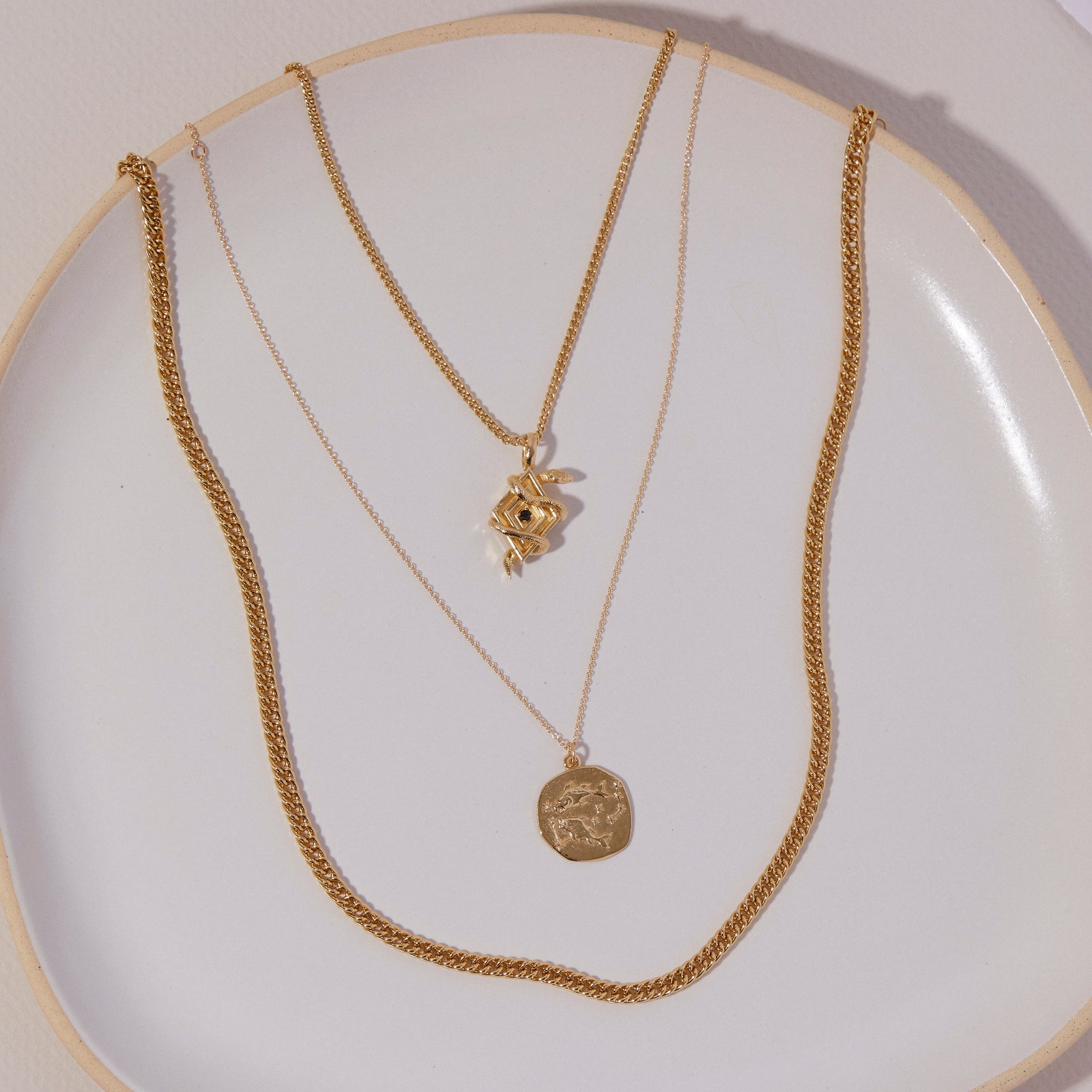【TATIANA】GOLD SLIT ORNAMENT NECKLACE★送料・関税込 TATIANA (SILVER925) Multi Ornament necklace 4BTR230 (TATIANA